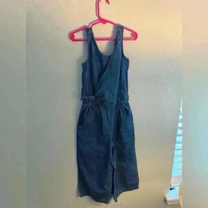 Cat & Jack Denim Romper Size Small Elastic Waist Side Tie Jumper Girls